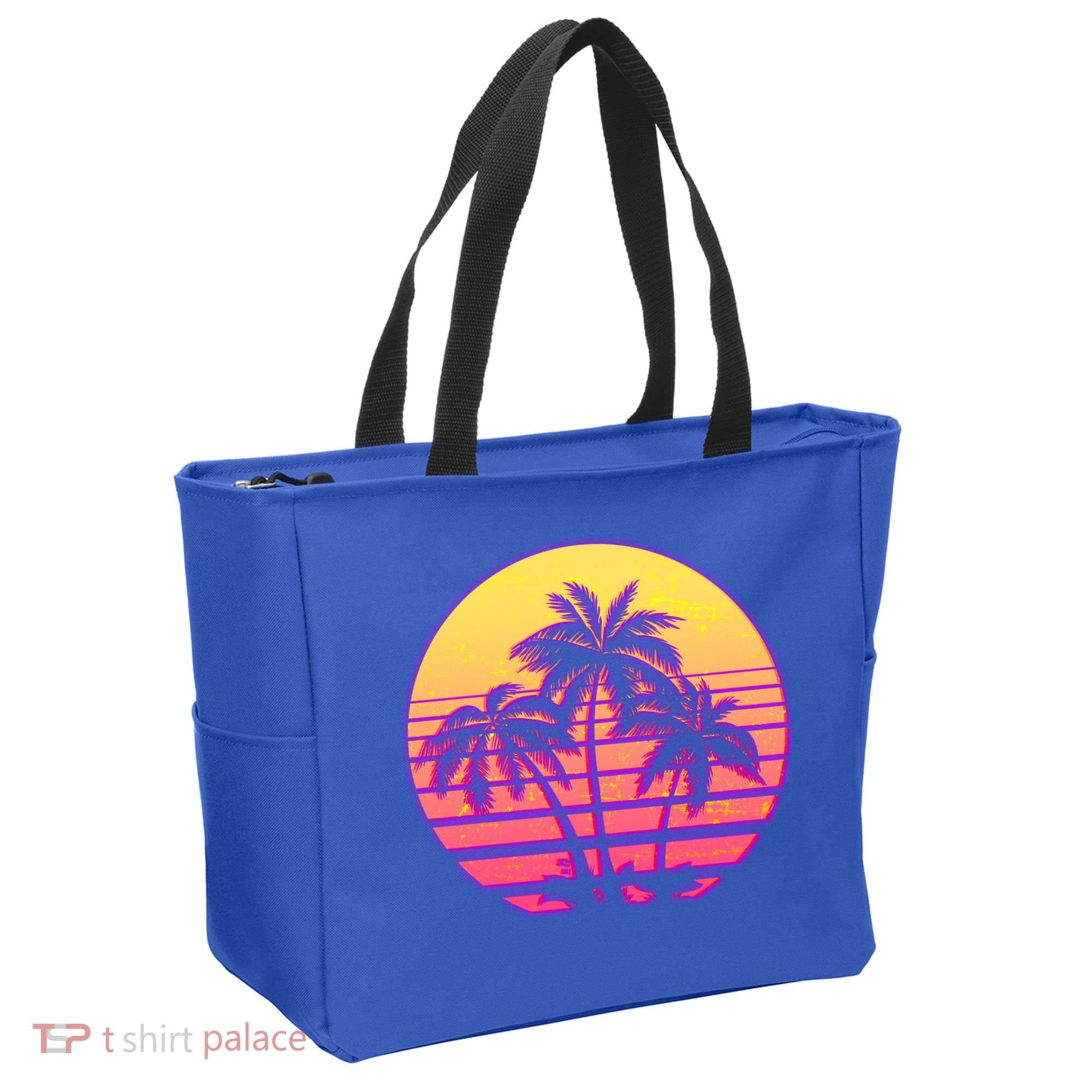 Retro 80's Sunset Palms Tote Bag