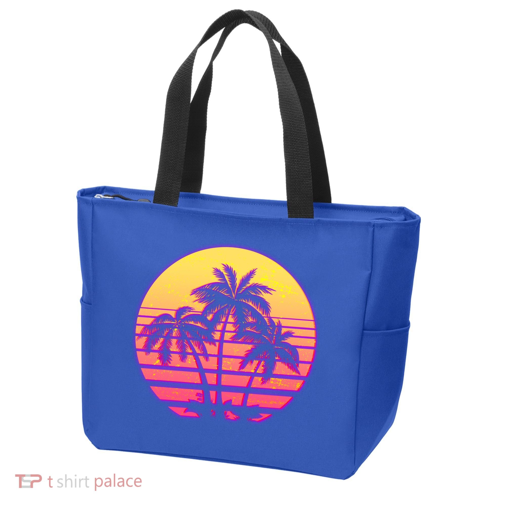 Retro 80's Sunset Palms Tote Bag