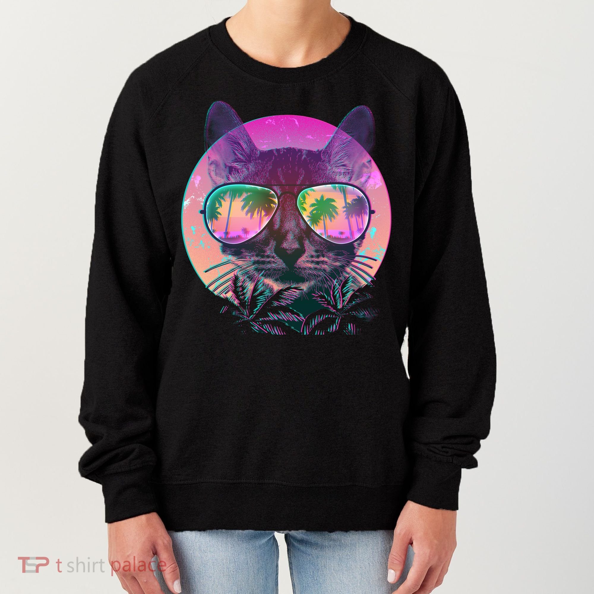 Retro 80s Tropical Cat Women's Sweatshirt