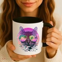 Retro 80s Tropical Cat Coffee Mug thumb 3