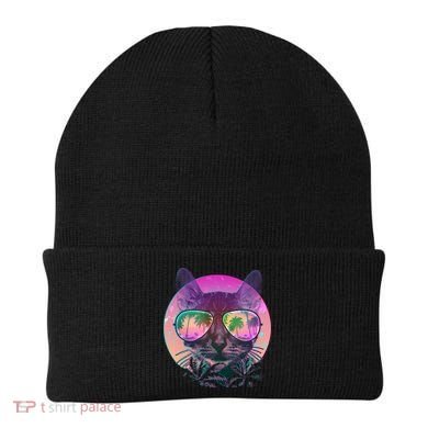 Retro 80s Tropical Cat Beanie