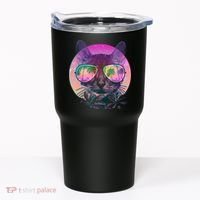 Retro 80s Tropical Cat Tumbler thumb 0