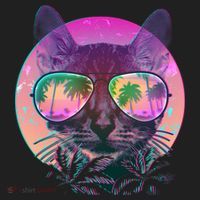Retro 80s Tropical Cat Tumbler thumb 3