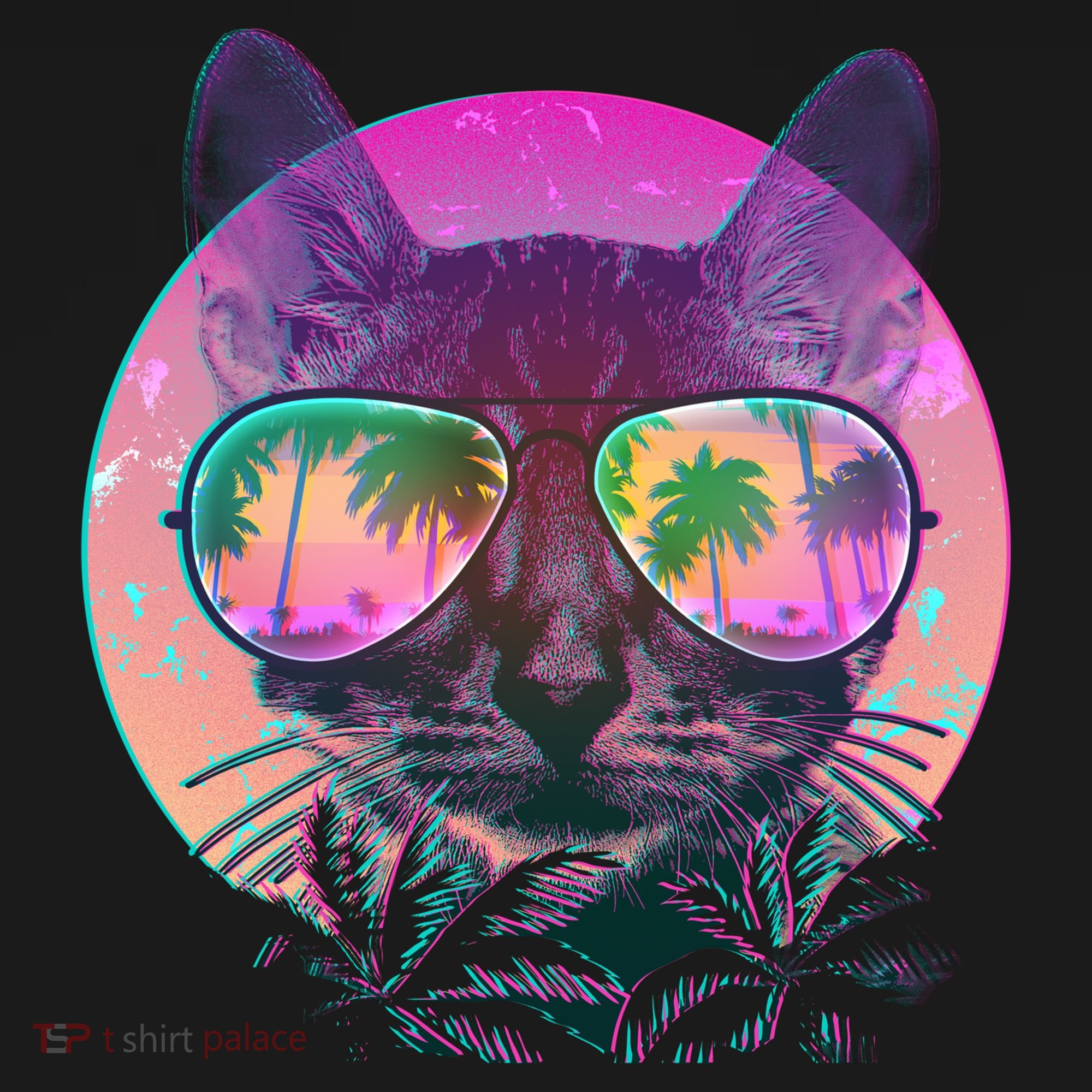 Retro 80s Tropical Cat Ornament