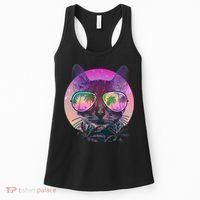 Retro 80s Tropical Cat Women's Tank Top thumb 0