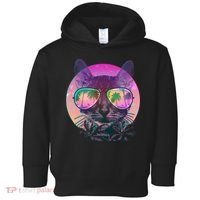 Retro 80s Tropical Cat Toddler Hoodie thumb 0