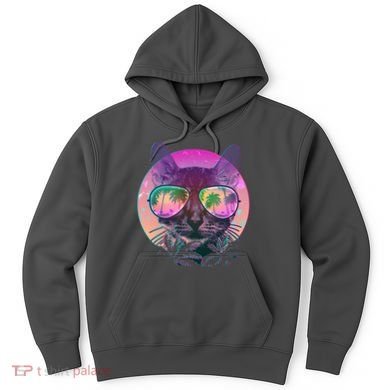 Retro 80s Tropical Cat Hoodie