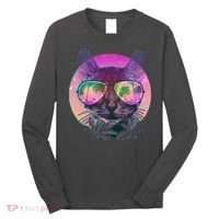 Retro 80s Tropical Cat Long Sleeve Shirt thumb 0