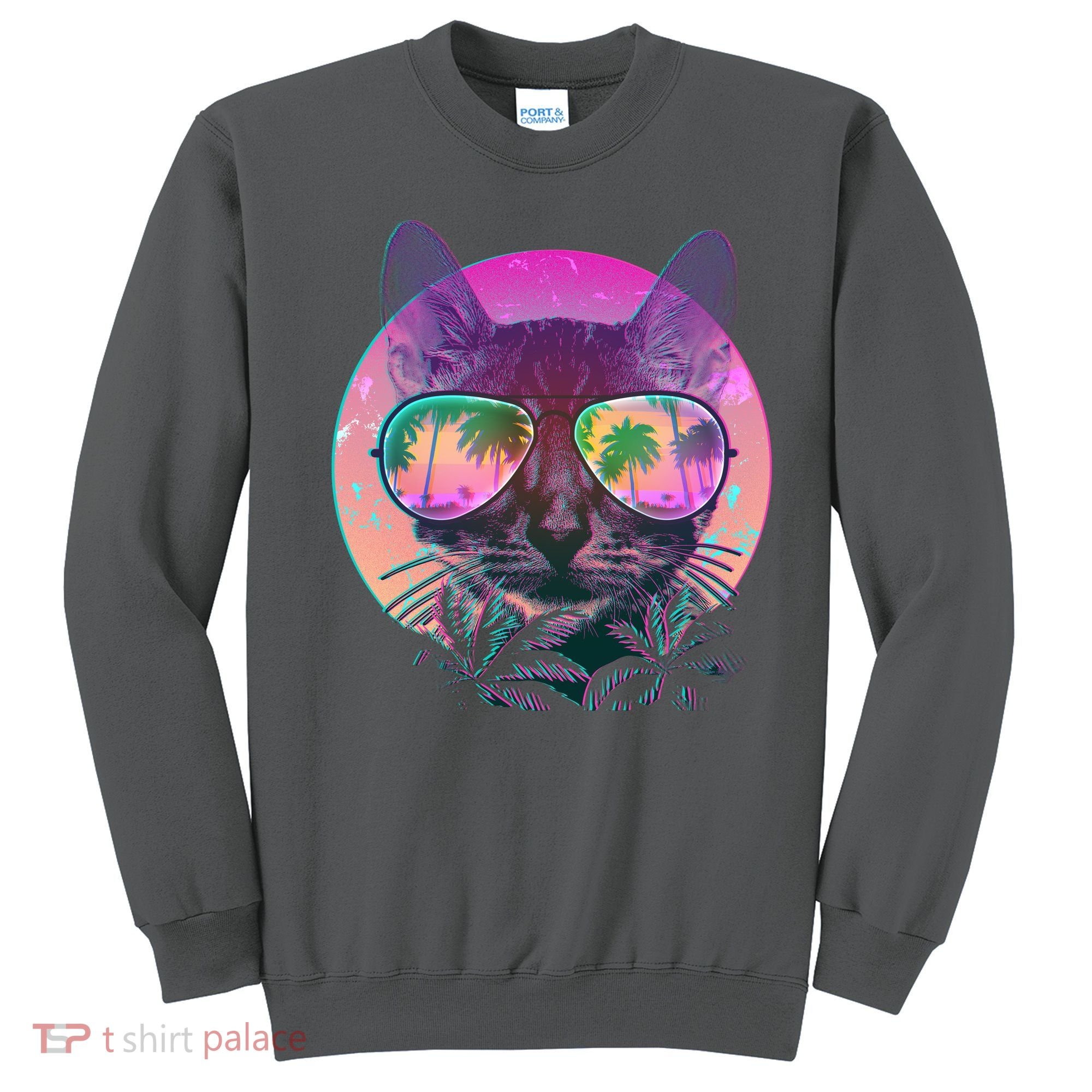 Retro 80s Tropical Cat Sweatshirt