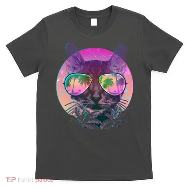 Retro 80s Tropical Cat T-Shirt
