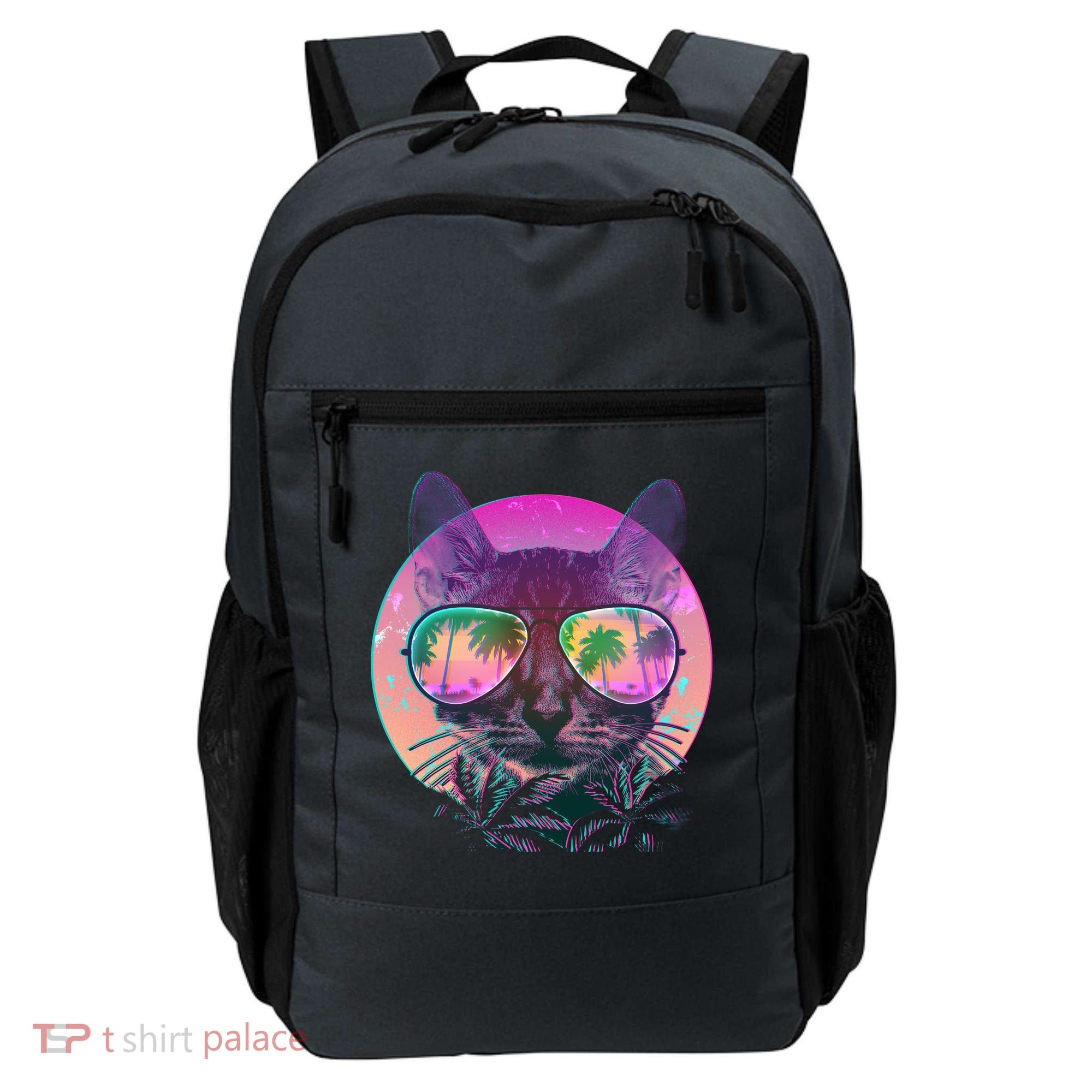 Retro 80s Tropical Cat Backpack