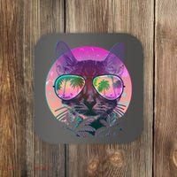 Retro 80s Tropical Cat Coaster thumb 0