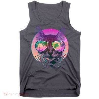 Retro 80s Tropical Cat Tank Top