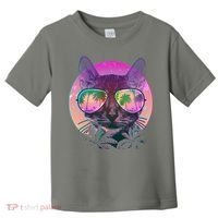 Retro 80s Tropical Cat Toddler T-Shirt thumb 0