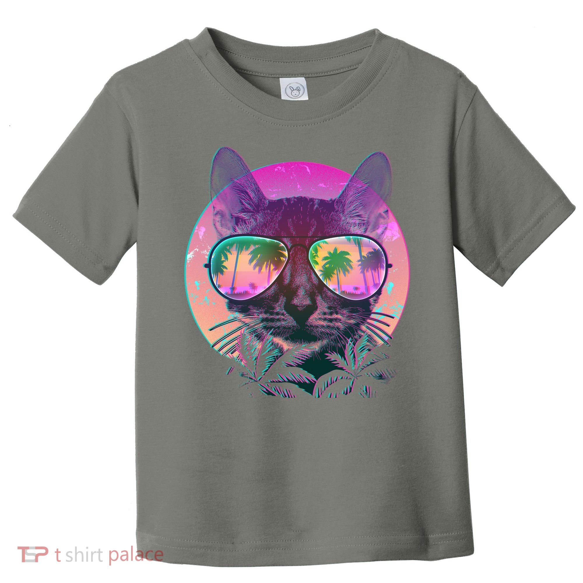 Retro 80s Tropical Cat Toddler T-Shirt