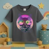 Retro 80s Tropical Cat Toddler T-Shirt thumb 3