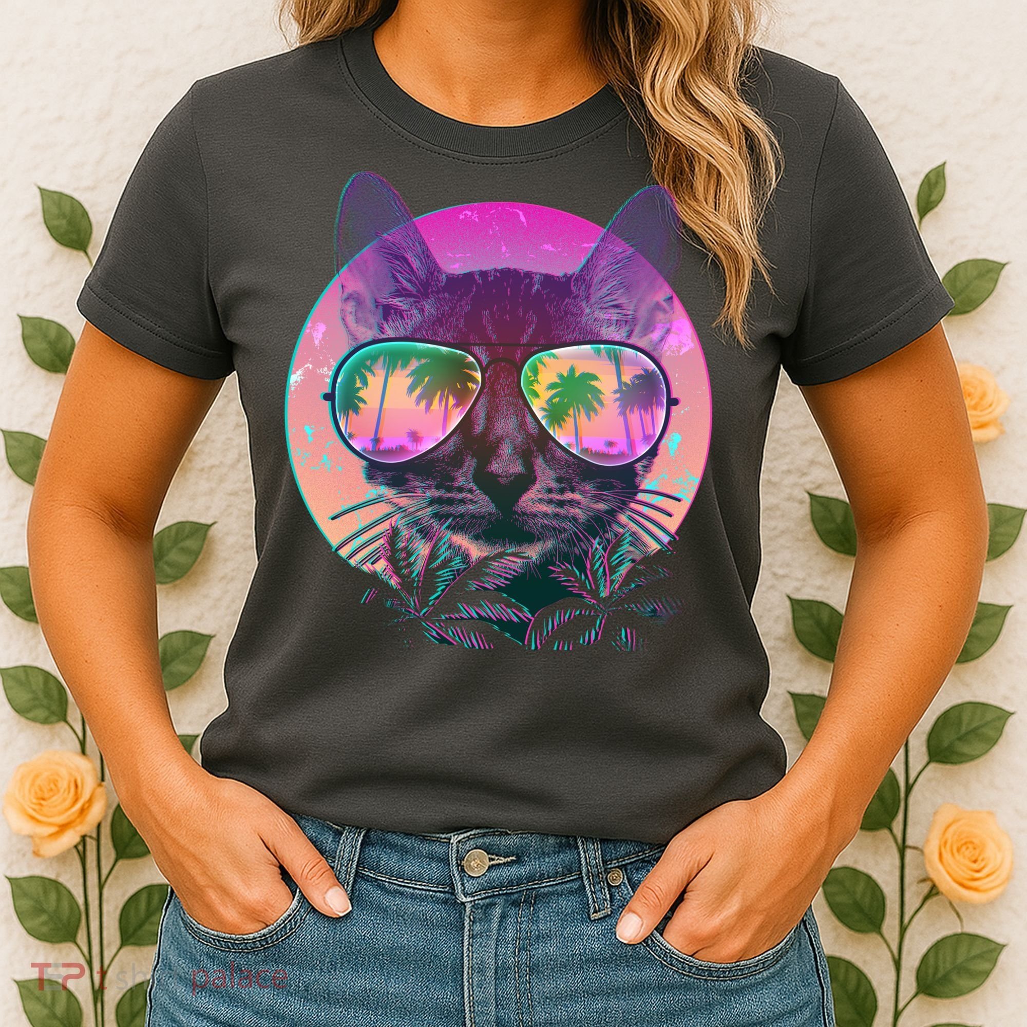 Retro 80s Tropical Cat Women's T-Shirt