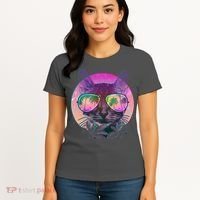 Retro 80s Tropical Cat Women's T-Shirt thumb 4