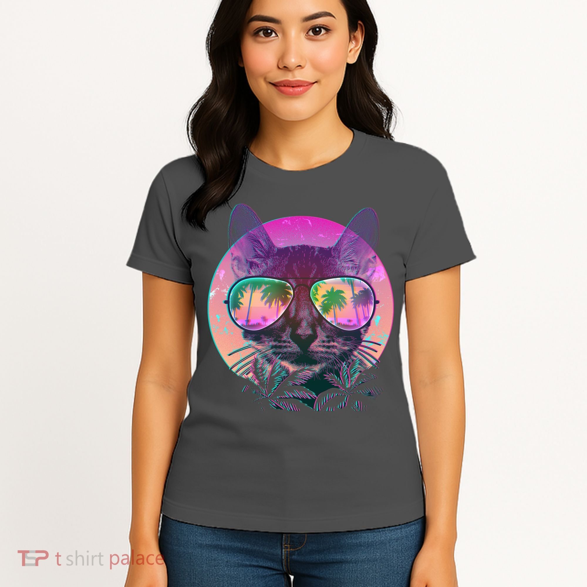 Retro 80s Tropical Cat Women's T-Shirt