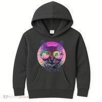 Retro 80s Tropical Cat Kids Hoodie thumb 0