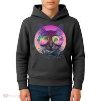 Retro 80s Tropical Cat Kids Hoodie thumb 4