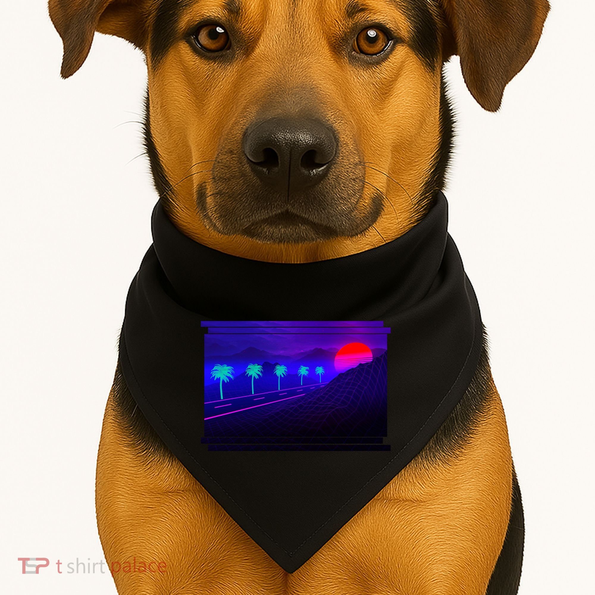 Retro 80s Vaporwave  USA-Made Doggie Bandana