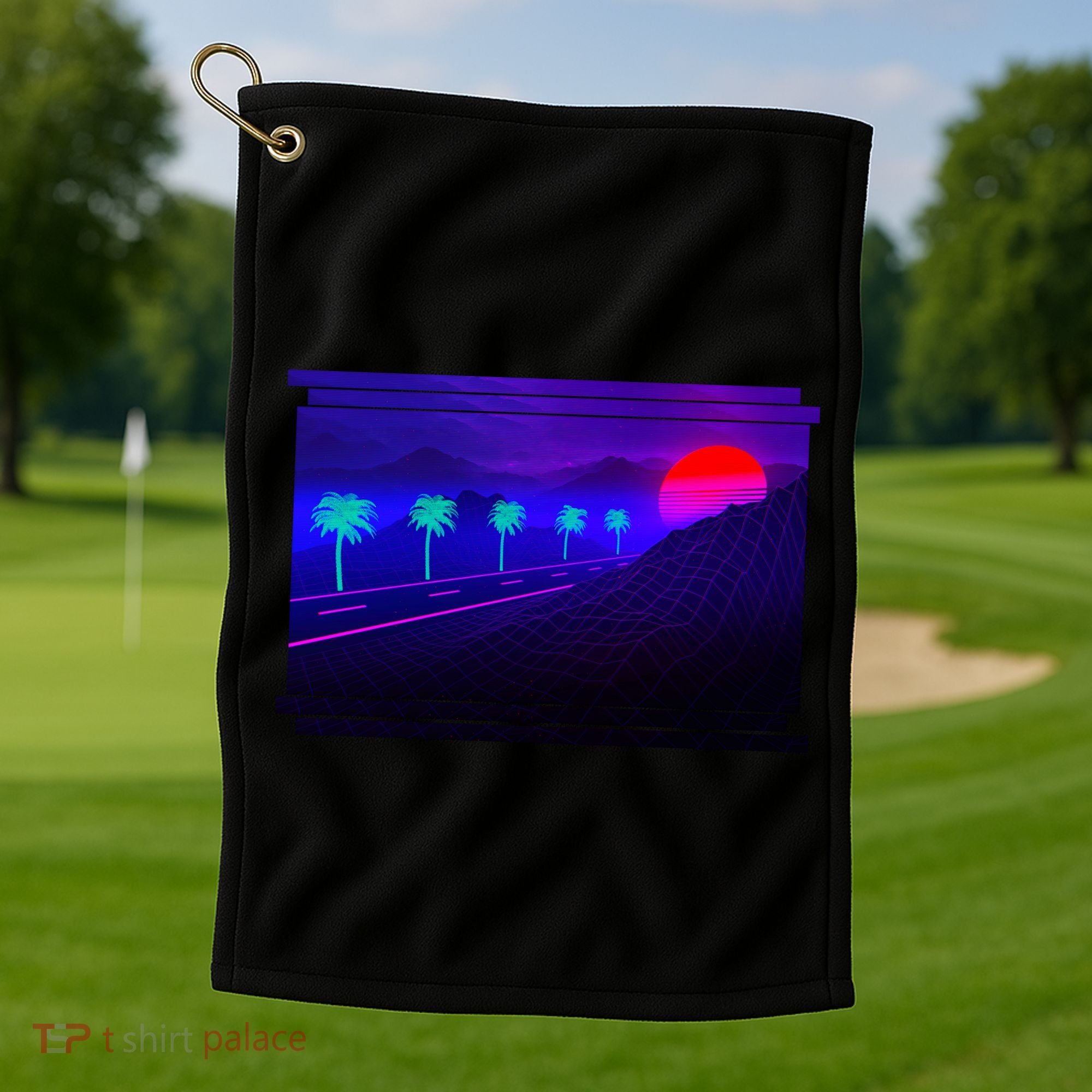 Retro 80s Vaporwave  Golf Towel