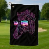 Retro 80s Zebra Shade Golf Towel thumb 1