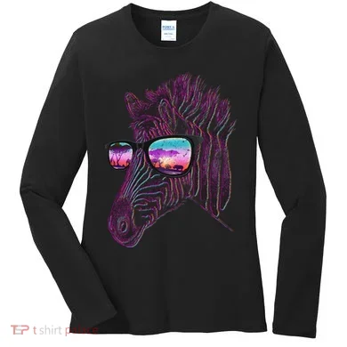 Retro 80s Zebra Shade Women's Long Sleeve Shirt