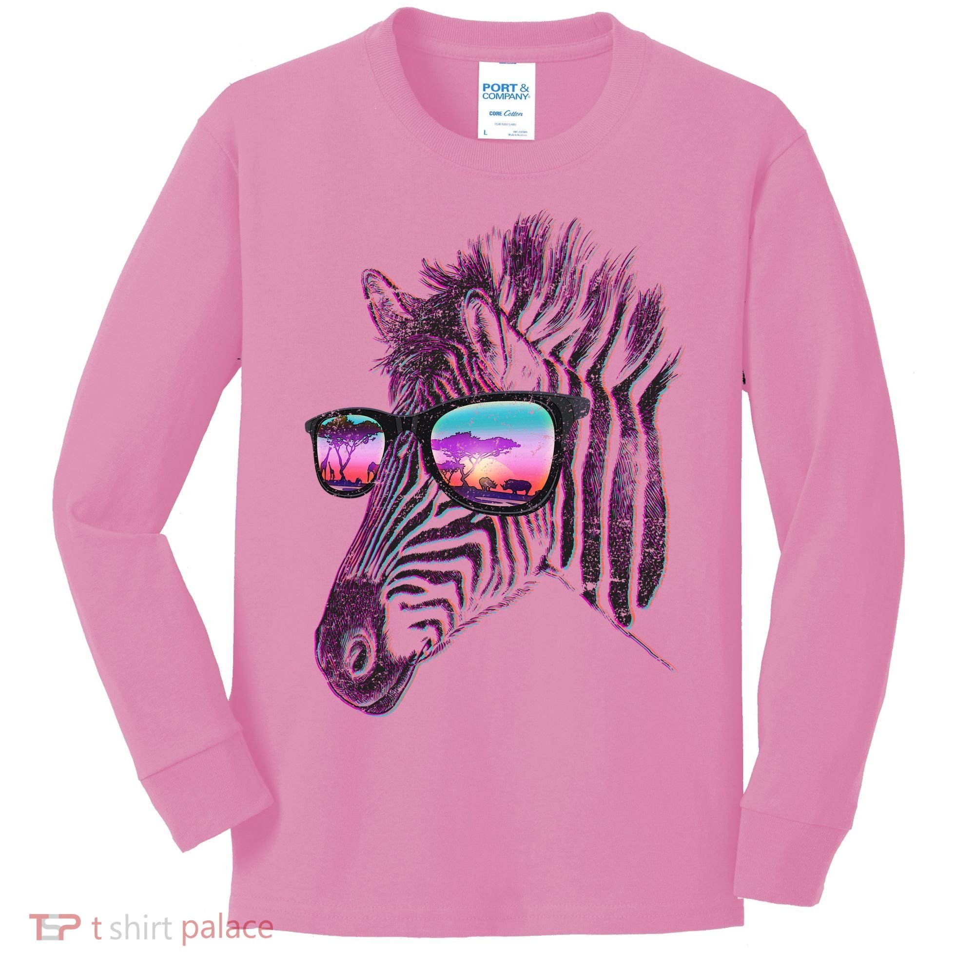Retro 80s Zebra Shade Kids Long Sleeve Shirt
