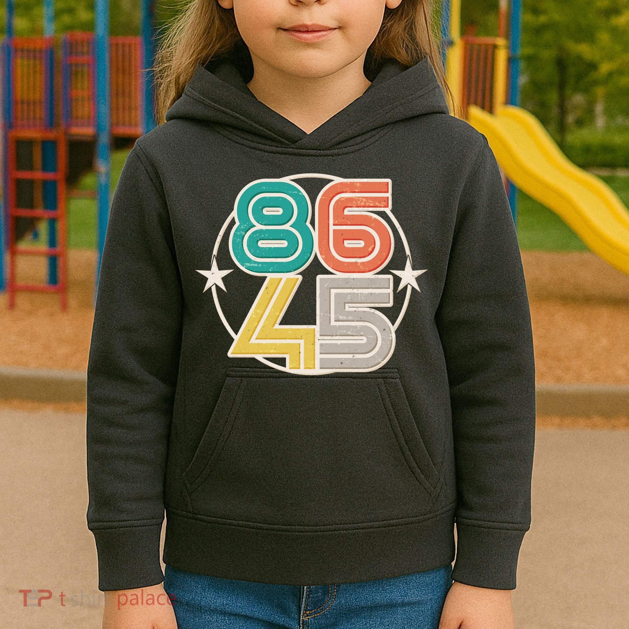 Retro 86 45 Impeach Trump Kids Hoodie