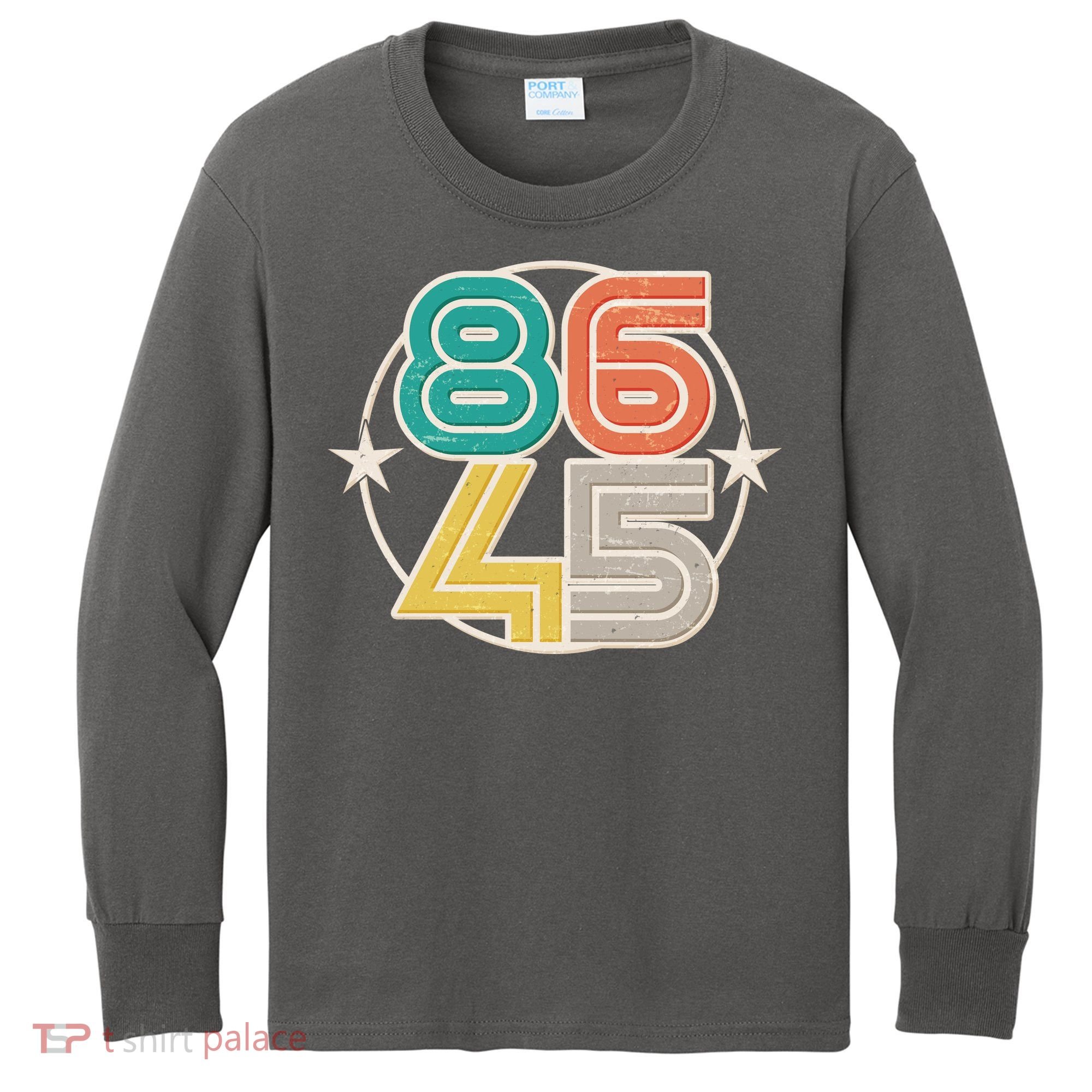 Retro 86 45 Impeach Trump Kids Long Sleeve Shirt