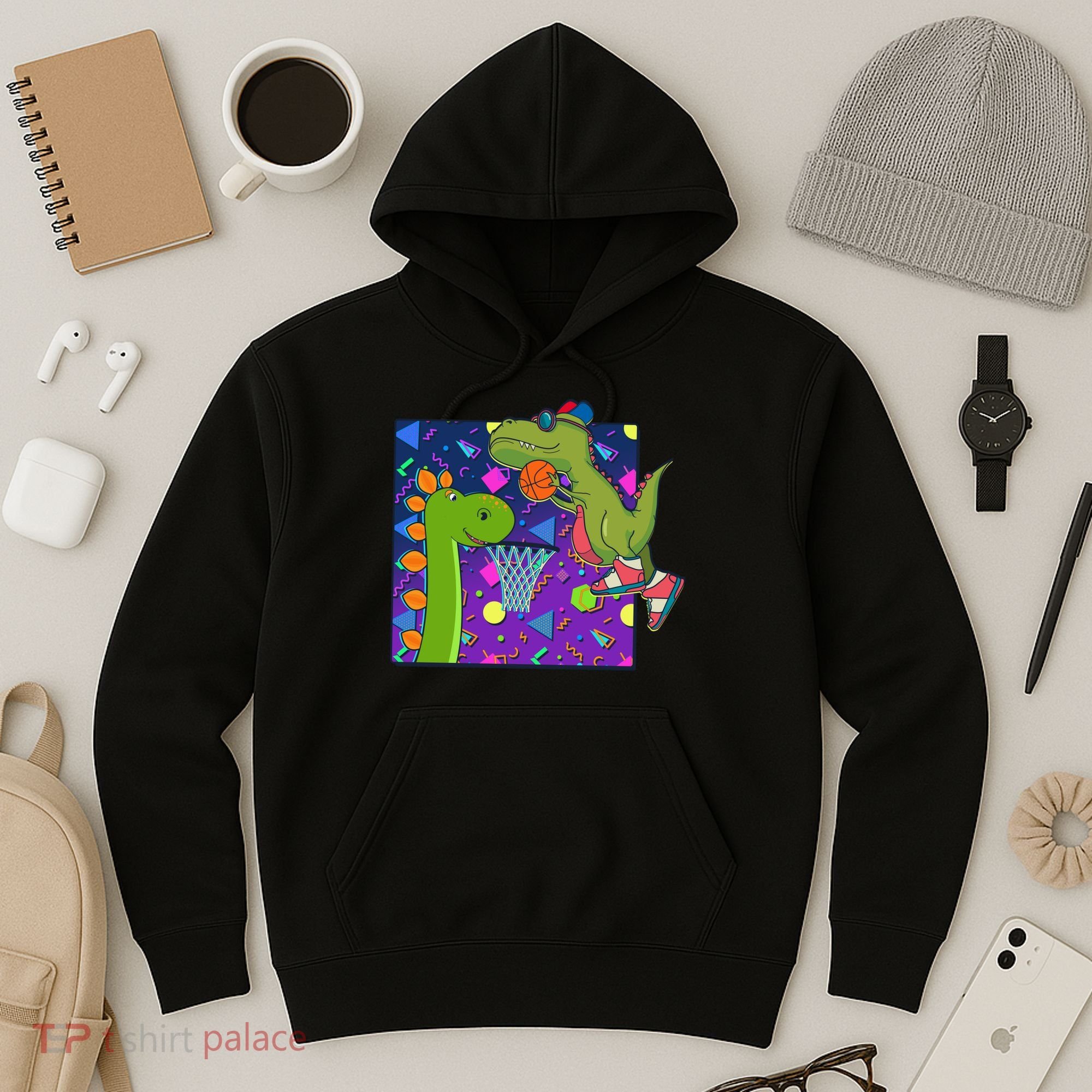 Retro 90's Basketball Dinosaurs Hoodie