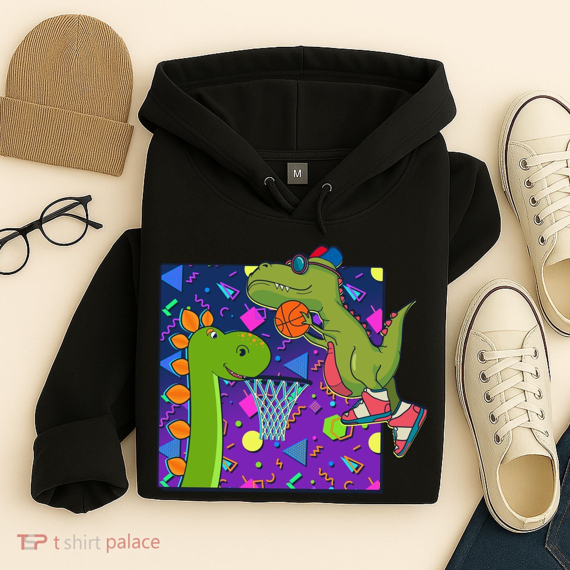 Retro 90's Basketball Dinosaurs Hoodie