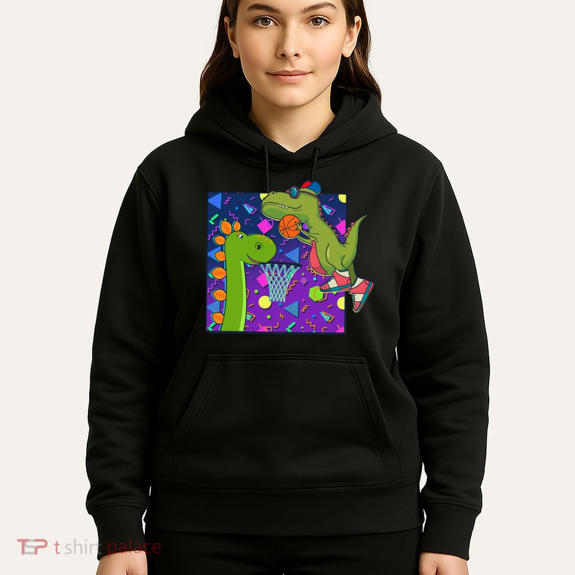 Retro 90's Basketball Dinosaurs Hoodie