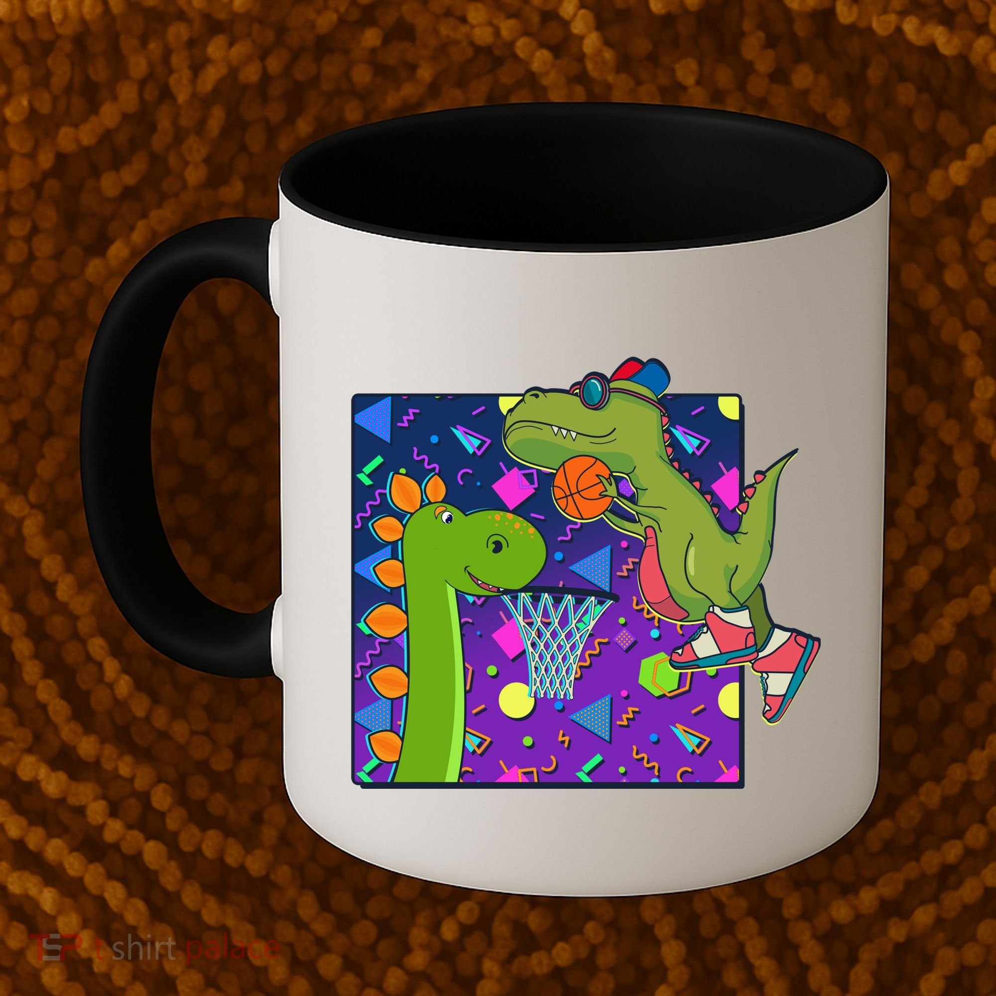 Retro 90's Basketball Dinosaurs Coffee Mug