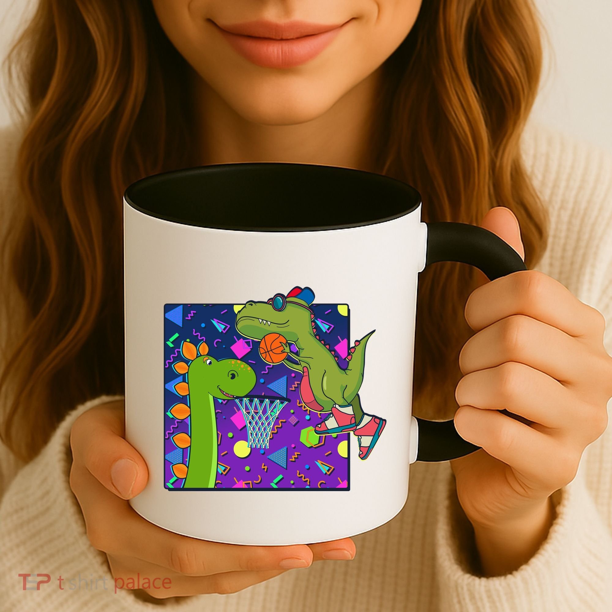 Retro 90's Basketball Dinosaurs Coffee Mug
