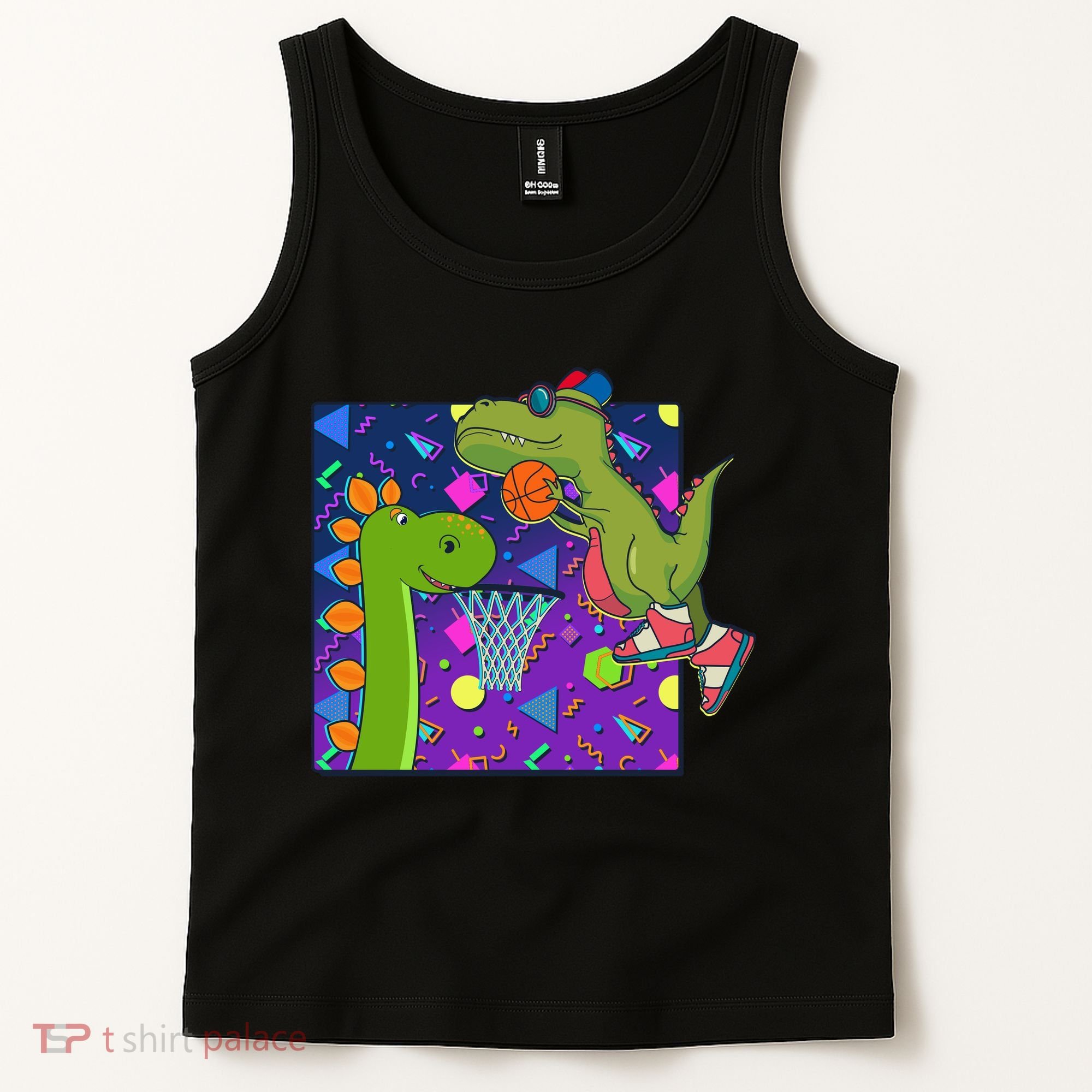 Retro 90's Basketball Dinosaurs Tank Top