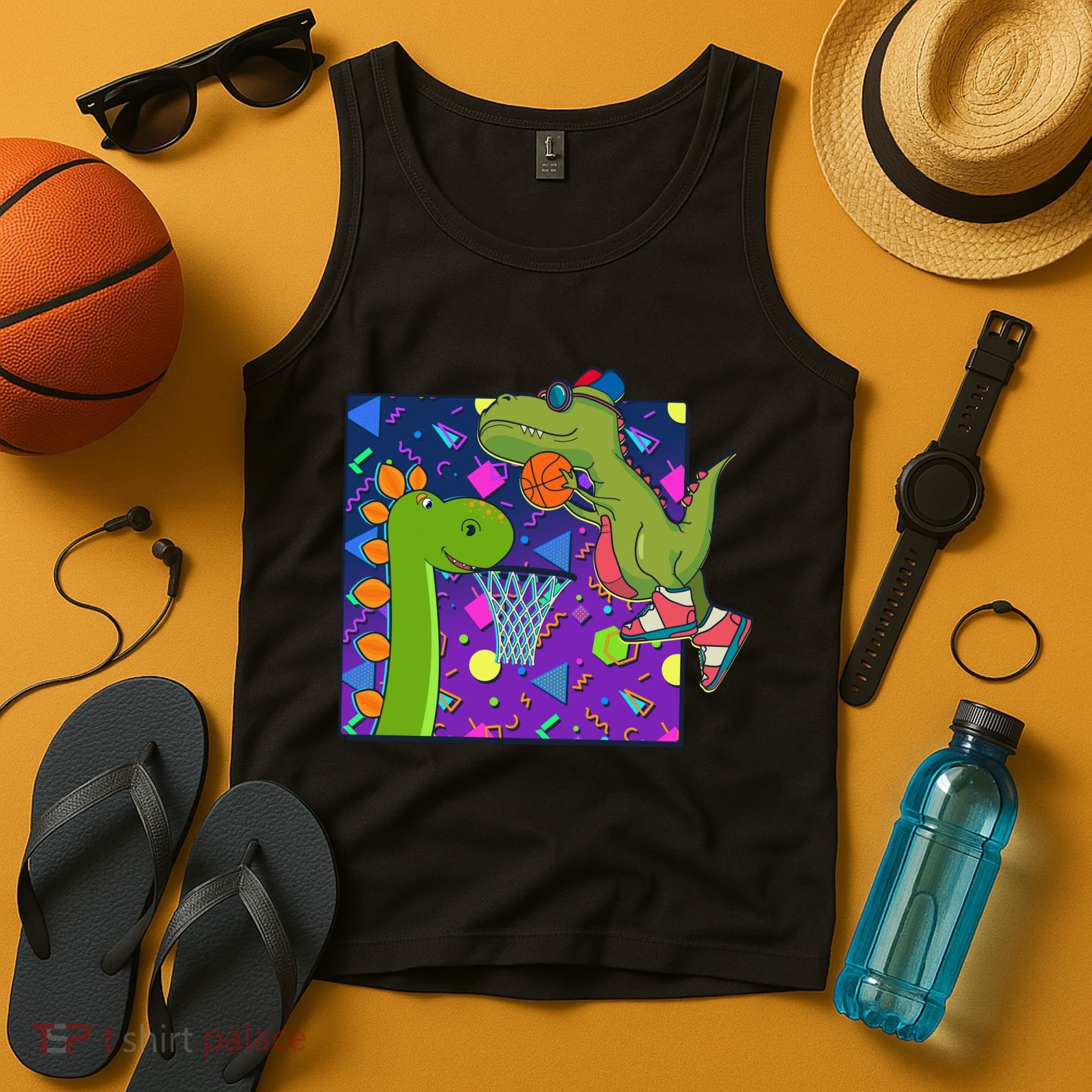 Retro 90's Basketball Dinosaurs Tank Top