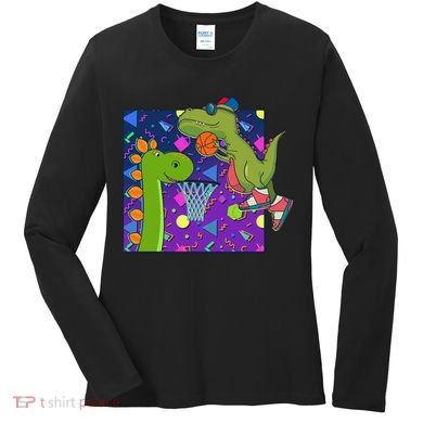 Retro 90's Basketball Dinosaurs Women's Long Sleeve Shirt