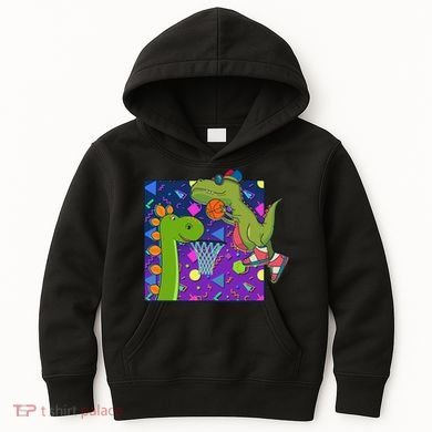Retro 90's Basketball Dinosaurs Kids Hoodie