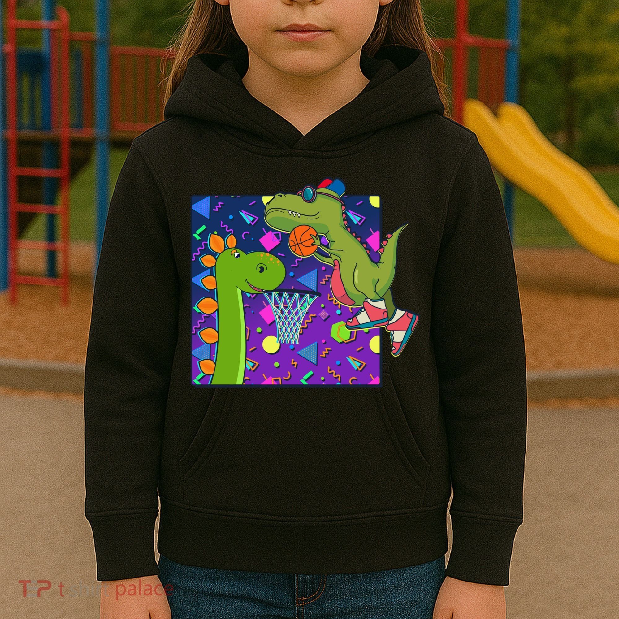 Retro 90's Basketball Dinosaurs Kids Hoodie