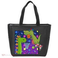 Retro 90's Basketball Dinosaurs Tote Bag thumb 0