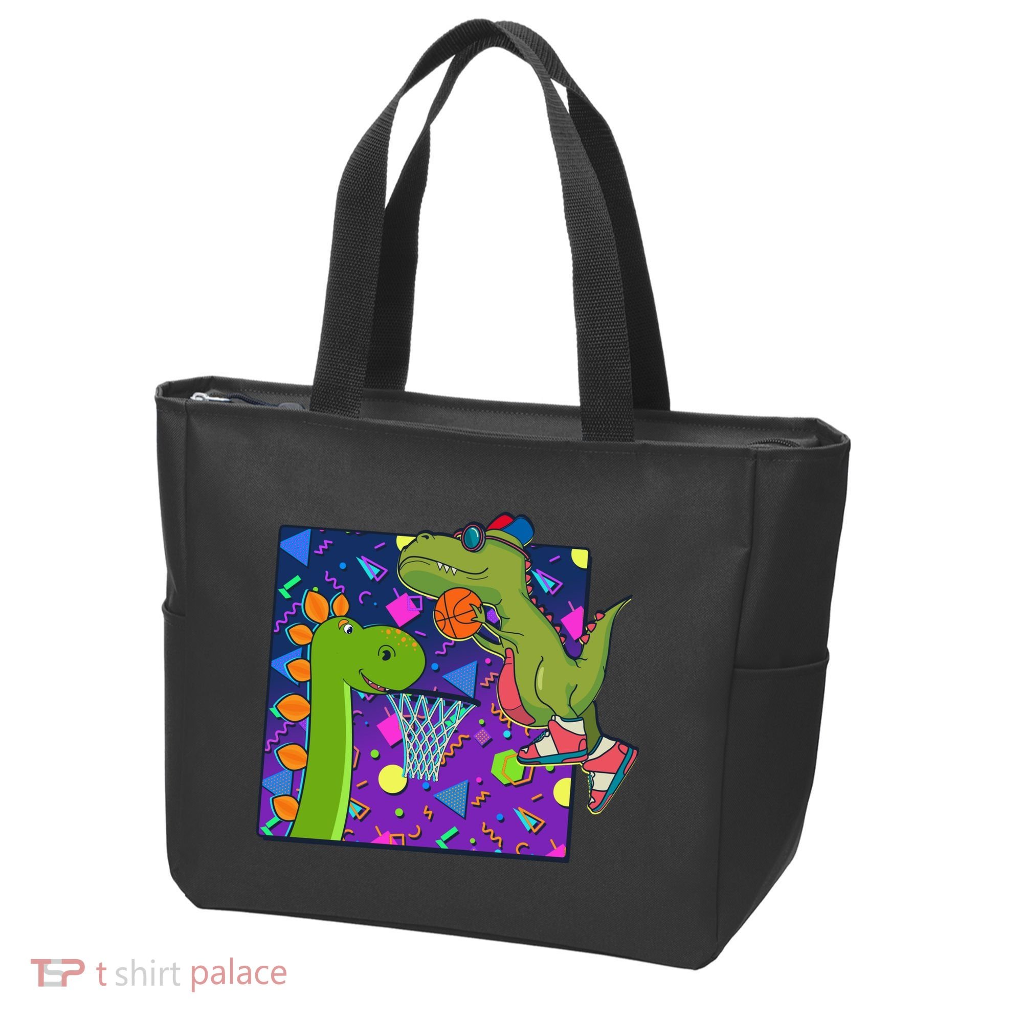 Retro 90's Basketball Dinosaurs Tote Bag