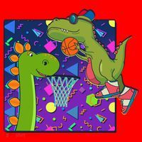 Retro 90's Basketball Dinosaurs Santa Hat thumb 1