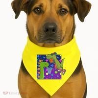 Retro 90's Basketball Dinosaurs USA-Made Doggie Bandana thumb 1