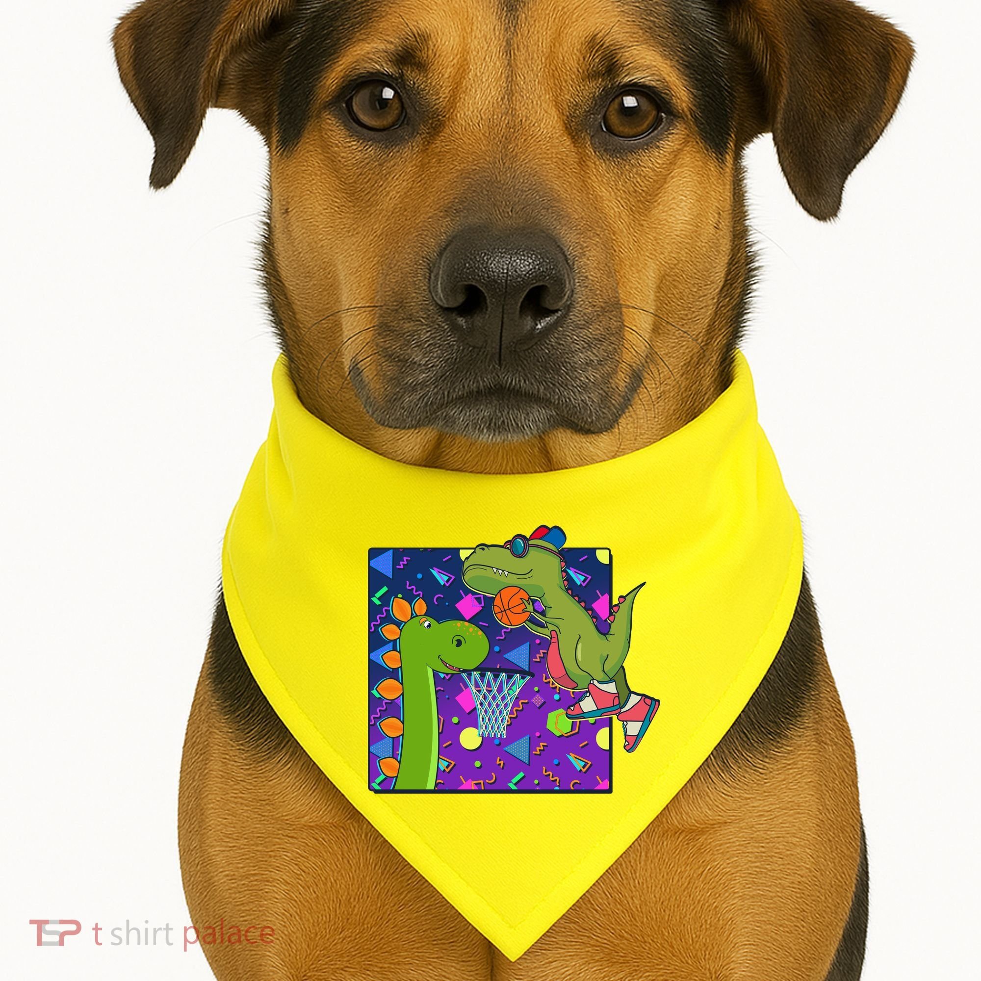 Retro 90's Basketball Dinosaurs USA-Made Doggie Bandana