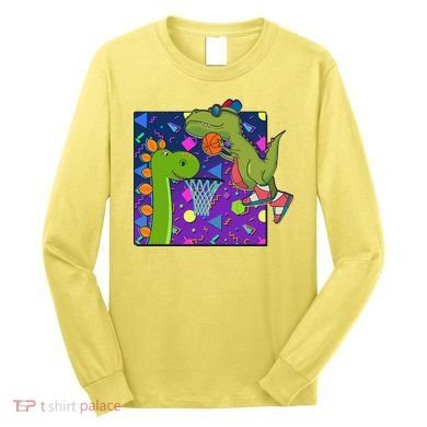 Retro 90's Basketball Dinosaurs Long Sleeve Shirt