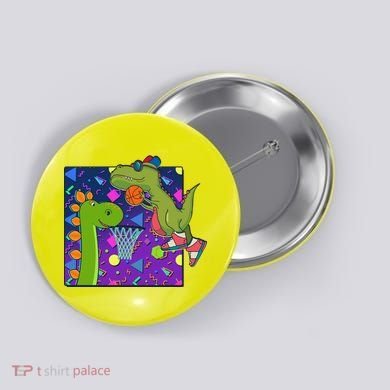 Retro 90's Basketball Dinosaurs Button