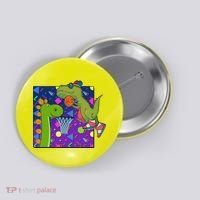 Retro 90's Basketball Dinosaurs Button thumb 0